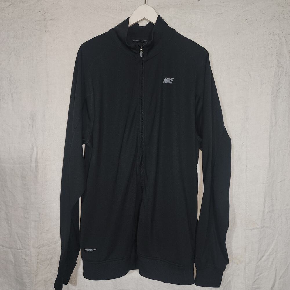 NIKE XL Men's black training athletic workout jacket stand up collar zip front